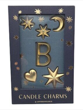 Anthropologie Candle Charms Set - Letter B  New in Box Moon Stars Heart Crystals